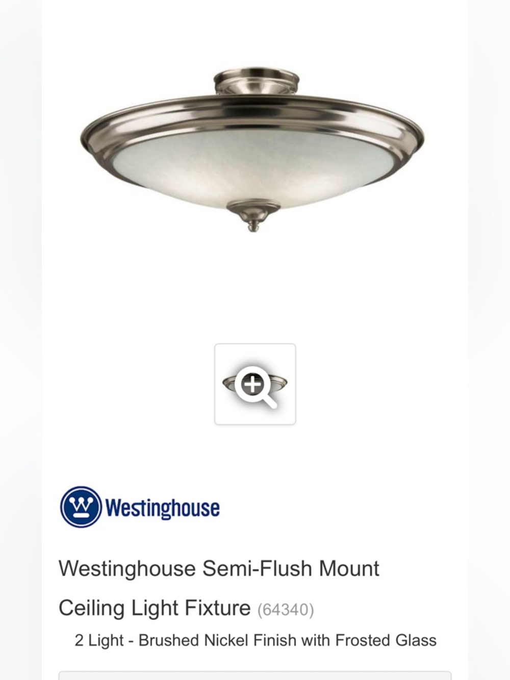 Brushed Nickel Flush Mount Ceiling Light - White Glass